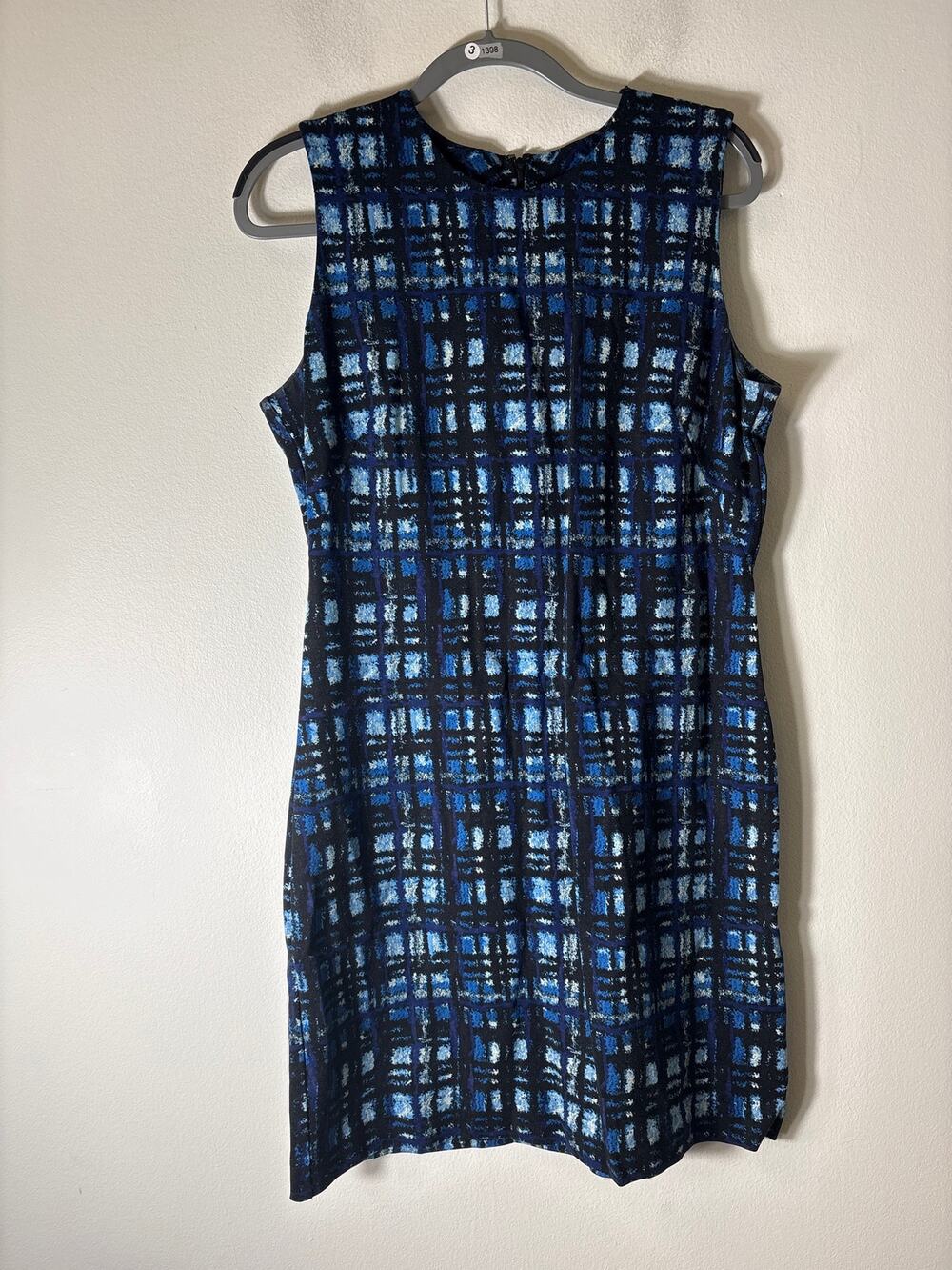 J.McLaughlin Blue and Black Sleeveless Shift Dress Sz L